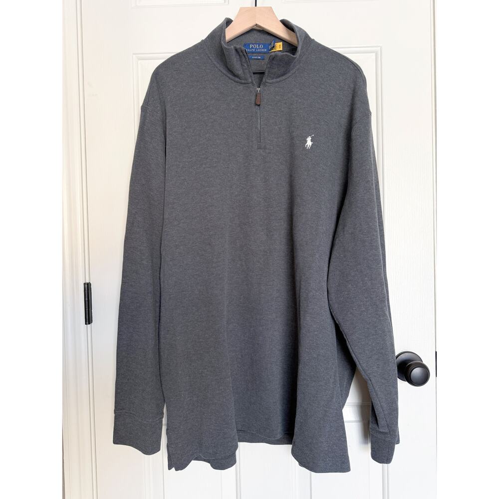 Polo‎ Ralph Lauren Estate Rib Quarter Zip Sweater Gray Mens XXL Preppy Old Money
